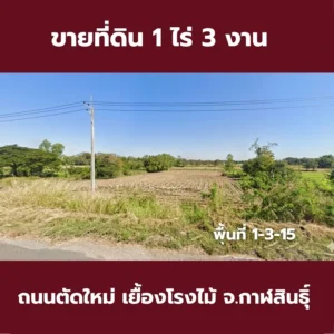 ที่ดิน กาฬสินธ์ ถนนตัดใหม่ เยื้องโรงไม้ 1 ไร่ 3 งาน 15 ตารางวา ไร่ละ 1.5 ล้านบาท
